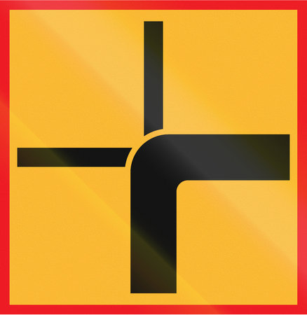 Road sign used in Sweden - Direction of priority road at intersect.の写真素材