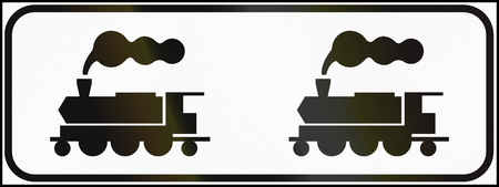 Road sign used in Italy - Railway crossing.の写真素材