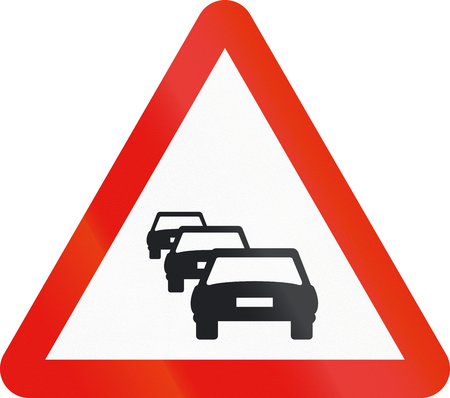 Road sign used in Spain - Congestion.の写真素材