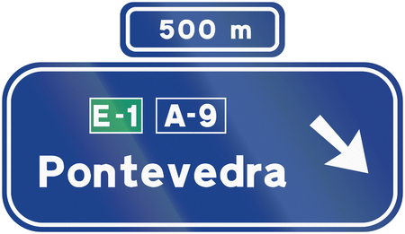 Road sign used in Spain - Direction sign.の写真素材