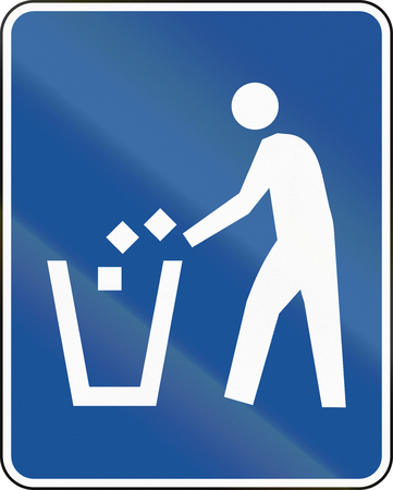 United States MUTCD road road sign - Trash can.の写真素材