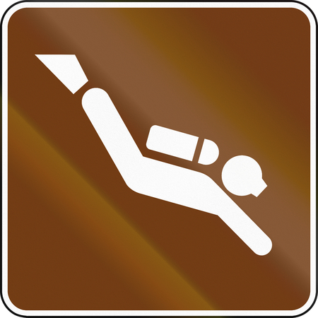 United States MUTCD guide road sign - Scuba-diving.の写真素材