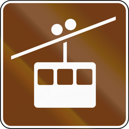 United States MUTCD guide road sign - Overhead Tramway or skylift.の写真素材