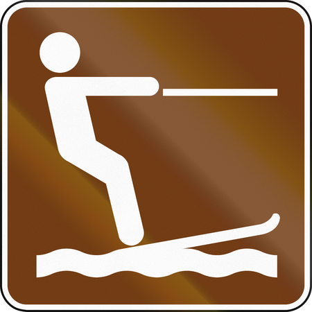 United States MUTCD guide road sign - Water skiing.の写真素材