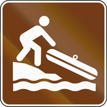 United States MUTCD guide road sign - Small boat launch.の写真素材