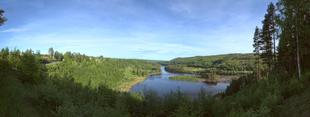 Panoramic outlook on the river Naemforsen in Naesaaker in Sweden.の写真素材