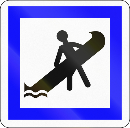 Road sign used in France - Landing place for boats.の写真素材