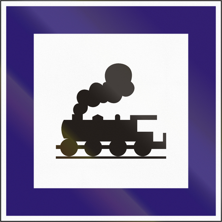 Road sign used in Hungary - Train station.の写真素材