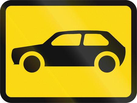 Temporary road sign used in the African country of Botswana - The primary sign applies to motorcars.の写真素材