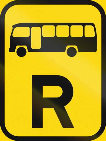 Temporary road sign used in the African country of Botswana - Reservation for midi-buses.の写真素材