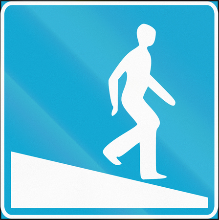 Road sign used in Estonia - Pedestrian underpass with ramp.の写真素材