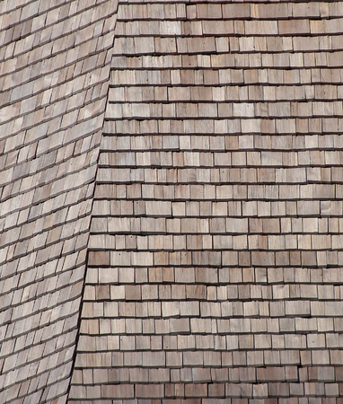 Detail of wooden roof tiles usable as background or texture.の写真素材