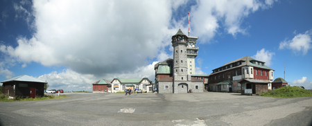 KLINOVEC, CZECH REPUBLIC - AUG 14 2017 : Buildings at the peak of Klinovec in the Ore Mountains.のeditorial素材