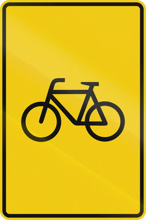 German indication sign for route for cyclists.の写真素材