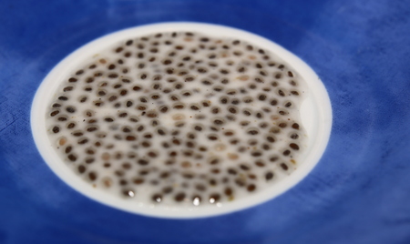 Conceptual shot of chia seeds on a plate.の写真素材