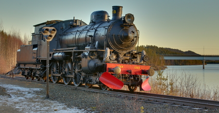 HDR image of a historic locomotive in Kusfors in Sweden.