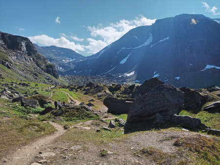Hiking trail the valley Kaerkevagge in Norrbotten.の写真素材