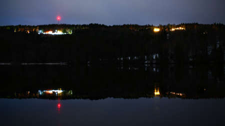 Look across the river Indalsalven at Bispgarden in Sweden.の写真素材