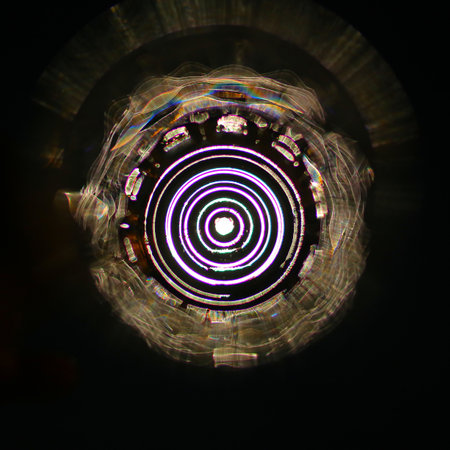 Abstract light effects by refraction in glass.の写真素材