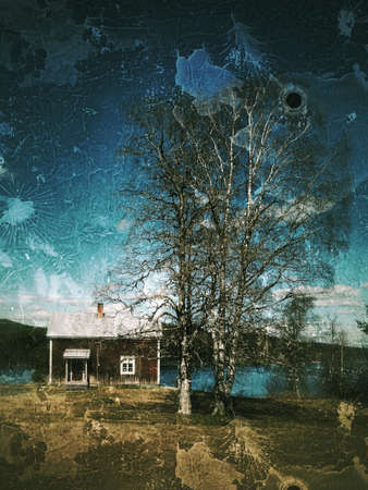 Grungy shot of abandoned house in northern Sweden.の写真素材