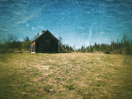 Grungy shot of abandoned house in Swedish Lapland.の写真素材