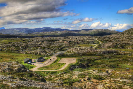View to Norway over the Swedish border in lapland.の写真素材