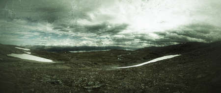 Grungy shot of barren landscape on northern Swedish mountains.の写真素材