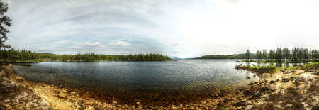 Panorama of Lule river in Swedish Lapland.の写真素材