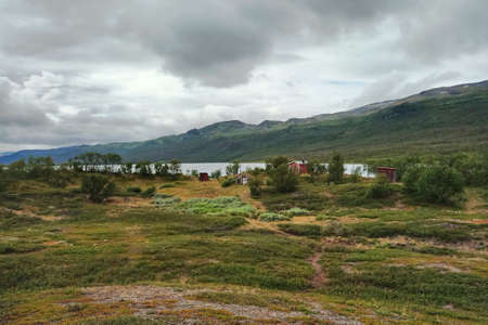 Lake Abiskojaure in Abisko National Park, Sweden.の写真素材