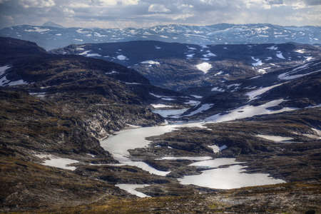 Glaciers and barren landscape on northern Swedish mountains.の写真素材