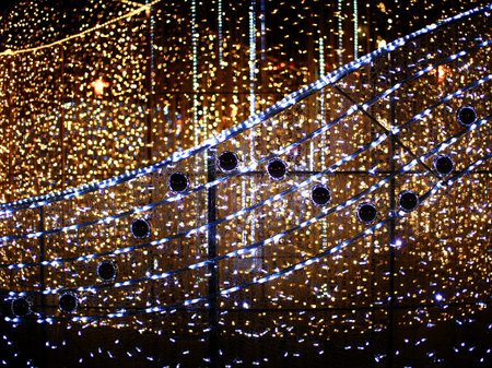 Christmas decoration with baubles forming musical notes.の写真素材