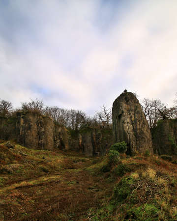 Rock cliffs on Mount Stenzelberg in the Siebengebirge.の写真素材