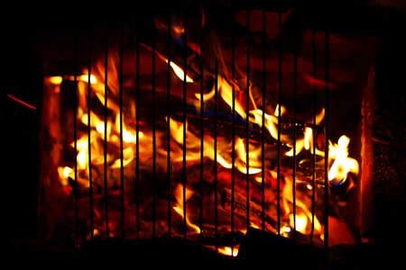 Barbecue grill on a masoned stove seen from above.の写真素材