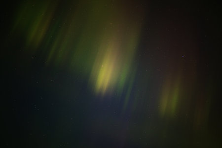 Aurora boealis on night sky in northern Sweden .の写真素材