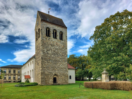 St Pancras church in the small town of Welsleben in Germany.の写真素材