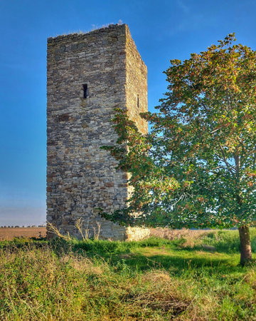 Medieval German watchtower (called Blaue Warte) near Wanzleben.の写真素材