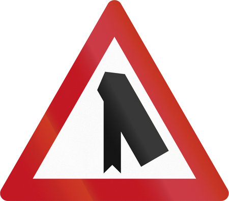 Israel warning road sign - merging into traffic to the right.の写真素材