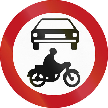 Israel road sign - Motor Vehicles Prohibited.の写真素材
