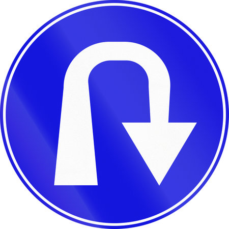 Israel road sign for right u turn.の写真素材