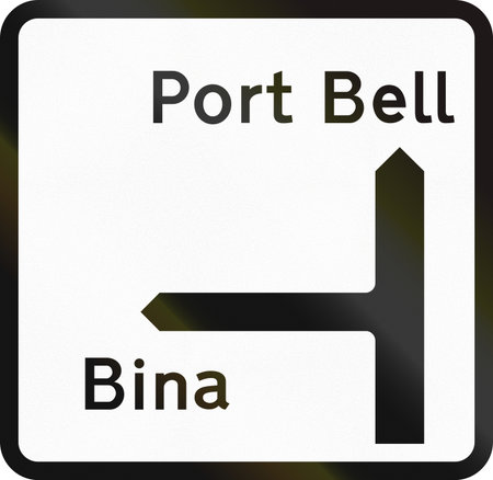 Guidance road sign in Uganda - Direction sign with crossroad to Port Bell and Bina.の写真素材