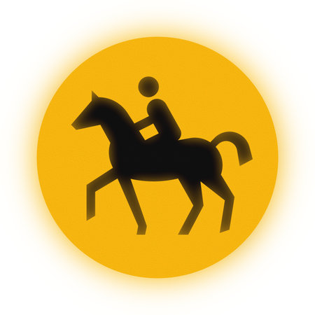 Traffic signal used in Germany - Beware of equestrians.の写真素材
