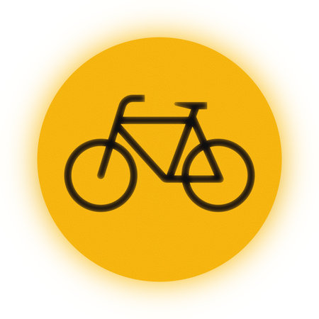 Traffic signal used in Germany - Beware of bicycles.の写真素材