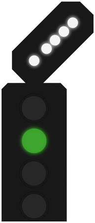 Railway signal in the UK - Junction indicator - First left route.の写真素材
