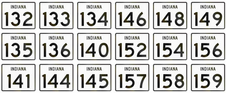 Collection of Indiana Route shields used in the United States.の写真素材
