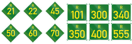 Collection of South African provincial and regional route signs.の写真素材