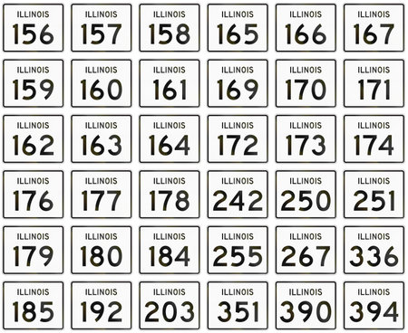Collection of Illinois Route shields used in the United States.の写真素材