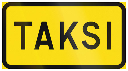 Historic road sign in Finland - Taxi stand (1974-1994).の写真素材