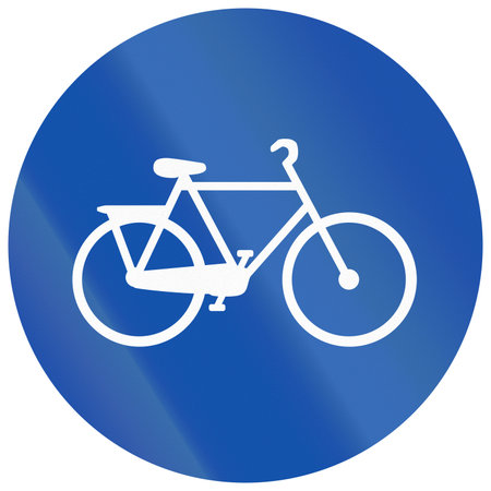 Historic road sign in Finland - Cycle path (1957-1957).の写真素材