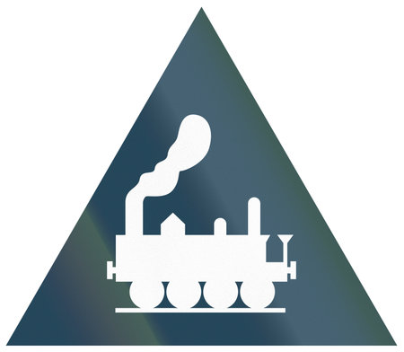 Historic French road sign from 1938 - Level crossing without gate.の写真素材