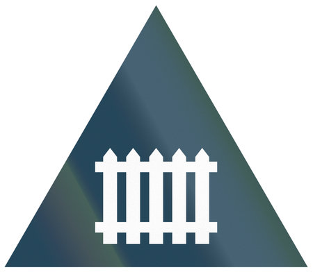 Historic French road sign from 1938 - Level crossing with gate.の写真素材